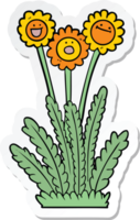 pegatina de una caricatura de flores felices png