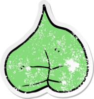 distressed sticker of a cartoon leaf png