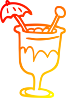 ligne de gradient chaud dessinant un cocktail tropical de dessin animé png