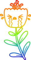 rainbow gradient line drawing cartoon crying flower png