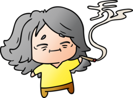 gradient cartoon of cute kawaii old woman png