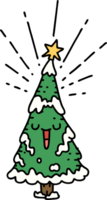 traditionell tatuering stil Lycklig jul träd png