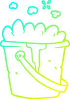 cold gradient line drawing cartoon bucket of soapy water png