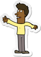 sticker of a cartoon man reaching png