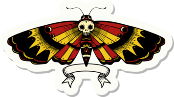 adesivo de tatuagem com banner de uma mariposa de cabeça de morte png