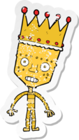 retro noodlijdende sticker van een cartoonrobot met kroon png