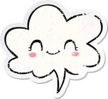 cute cartoon face and speech bubble distressed sticker png