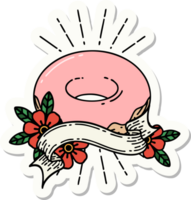 sticker of tattoo style iced donut png