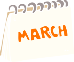 tecknad doodle kalender som visar mars månad png