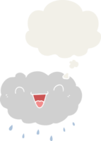 happy cartoon cloud with thought bubble in retro style png