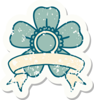 grunge sticker with banner of a flower png