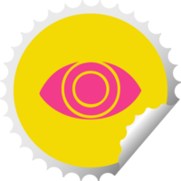 cirkulär peeling klistermärke tecknad serie av en öga png