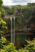 View from the observation deck of the Waterfall in the Chamarel nature Park in Mauritius. photo