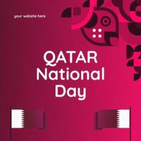 Qatar National Day banner in modern geometric style. Square banner for social media and more with typography. Vector illustration for national holiday celebration party. Happy Qatar National Day 2024