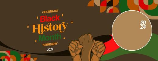 Celebrating Black History Month in modern geometric style. Greeting banner with typography. Illustration for Black History Month and Juneteenth Freedom Day vector