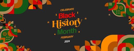Celebrating Black History Month in modern geometric style. Greeting banner with typography. Illustration for Black History Month and Juneteenth Freedom Day vector