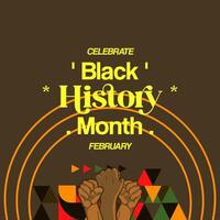 Celebrating Black History Month in modern geometric style. Square banners for social media and more with typography. Illustration for Black History Month vector