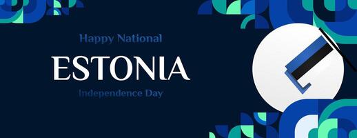 Estonia independencia día bandera en moderno vistoso geométrico estilo. contento nacional independencia día saludo tarjeta cubrir con tipografía. vector ilustración para nacional fiesta celebracion fiesta