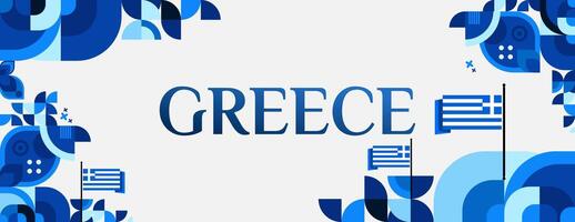 Greece Independence Day banner in modern geometric style. Wide banner for website, social and more with typography. Illustration for national holiday celebration party. Happy Greek Independence Day vector