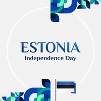 contento Estonia independencia día bandera en moderno geométrico estilo. cuadrado bandera para social medios de comunicación y más con tipografía. vector ilustración para nacional fiesta celebracion fiesta.