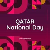Qatar National Day banner in modern geometric style. Square banner for social media and more with typography. Vector illustration for national holiday celebration party. Happy Qatar National Day 2024