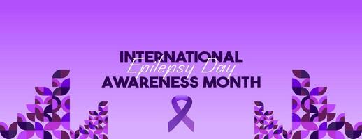 International Epilepsy Day banner with geometric ornament. Raising awareness about epilepsy, improving treatment, for better care. World Epilepsy Day modern background in purple color vector