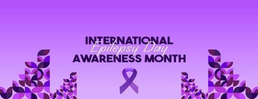 International Epilepsy Day banner with geometric ornament. Raising awareness about epilepsy, improving treatment, for better care. World Epilepsy Day modern background in purple color vector