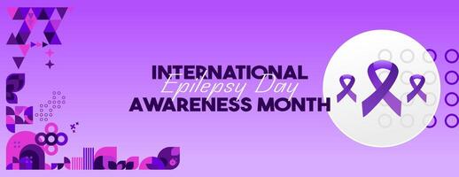 International Epilepsy Day banner with geometric ornament. Raising awareness about epilepsy, improving treatment, for better care. World Epilepsy Day modern background in purple color vector