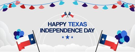 Texas Independence Day banner in colorful modern geometric style. Happy national independence day greeting card cover with typography. Vector illustration for national holiday celebration party