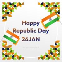 Indian Republic Day banner in modern geometric style. Square banner for social media and more with typography. Vector illustration for national holiday celebration party. Happy Republic Day 26 January