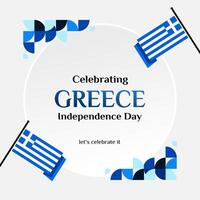 Greece Independence Day banner in modern geometric style. Square banner for social media and more with typography. Illustration for national holiday celebration party. Happy Greek Independence Day vector