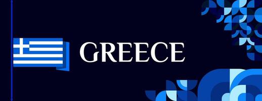 Greece Independence Day banner in modern geometric style. Wide banner for website, social and more with typography. Illustration for national holiday celebration party. Happy Greek Independence Day vector