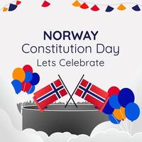 contento nacional constitución día de Noruega en moderno geométrico estilo. cuadrado bandera para social medios de comunicación y más con tipografía. ilustración de contento noruego constitución día vector