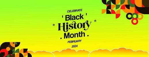 Celebrating Black History Month in modern geometric style. Greeting banner with typography. Illustration for Black History Month and Juneteenth Freedom Day vector