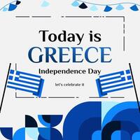 Greece Independence Day banner in modern geometric style. Square banner for social media and more with typography. Illustration for national holiday celebration party. Happy Greek Independence Day vector