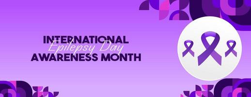 International Epilepsy Day banner with geometric ornament. Raising awareness about epilepsy, improving treatment, for better care. World Epilepsy Day modern background in purple color vector