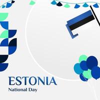 contento Estonia independencia día bandera en moderno geométrico estilo. cuadrado bandera para social medios de comunicación y más con tipografía. vector ilustración para nacional fiesta celebracion fiesta.