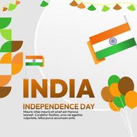 Indian Independence Day banner in colorful modern geometric style. Square greeting card cover Happy national independence day with typography. National holiday celebration party background vector