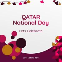 Qatar National Day banner in modern geometric style. Square banner for social media and more with typography. Vector illustration for national holiday celebration party. Happy Qatar National Day 2024