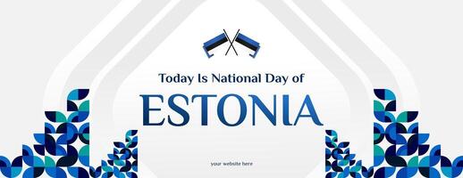 Estonia Independence Day banner in modern colorful geometric style. Happy national independence day greeting card cover with typography. Vector illustration for national holiday celebration party