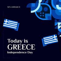 Greece Independence Day banner in modern geometric style. Square banner for social media and more with typography. Illustration for national holiday celebration party. Happy Greek Independence Day vector