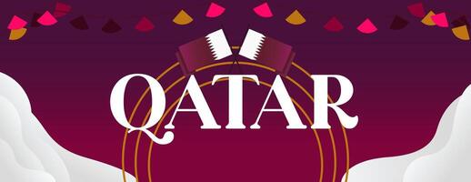 Qatar National Day banner in colorful modern geometric style. Qatar national independence day greeting card cover with typography. Vector illustration for national holiday celebration party