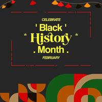 Celebrating Black History Month in modern geometric style. Square banners for social media and more with typography. Illustration for Black History Month vector