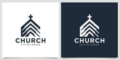 creative church logo template with geometric build shape design concept. vector