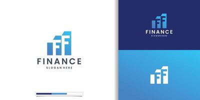 Letter F logo with bar finance geometric gradient design, concept of accounting, future and forward. vector