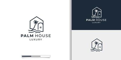 palm house creative logo design. Luxury palm houses line art style inspiration. vector