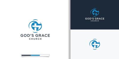 letra g gracia e iglesia logo vector icono ilustración
