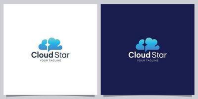 Star logo through creative cloud design. Unique color transitions. Star data loading corporate logo template vector