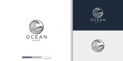 Luxury Wave line logo design with simple and modern shape of sea water wave in a circle concept inspiration. vector