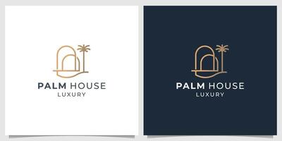 Luxury Palm House line style design. Logo Palm house inspiration, gradient color branding vector